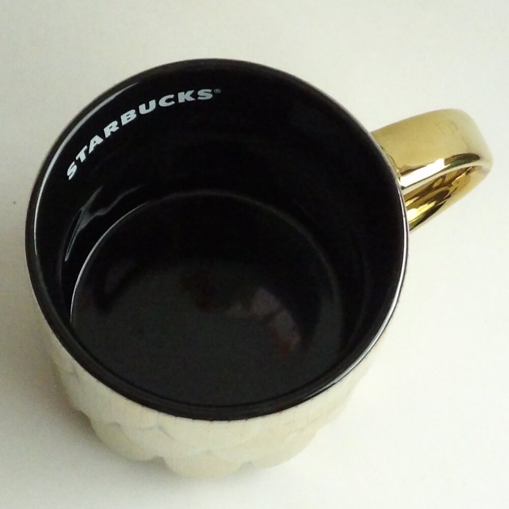 Starbucks 2019 Holiday Metallic Gold Scales Coffee Mug 14 oz. - Picture 4 of 8